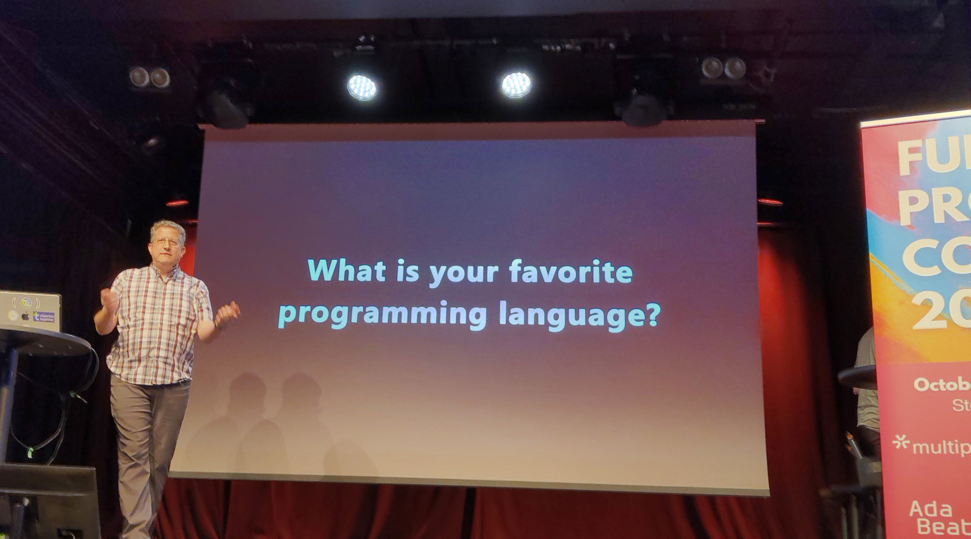 I'm guessing the answer ain't gonna be Ada Christoph presents a slide labelled "What is your favorite programming language?"